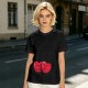 Olive green t-shirt with cute hugging red beans graphic