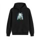 Black Hoodie With White Wolf And Moon Graphic Print
