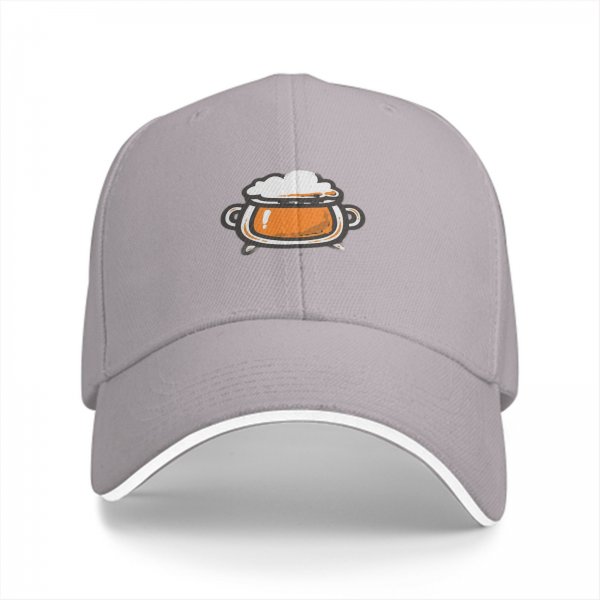 Black baseball cap with a bubbling cauldron graphic
