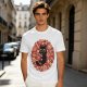 Olive T-Shirt With Cute Black Cat Holding Candy Surrounded By Sweets
