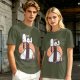 Olive t-shirt with Snoopy and Woodstock sushi print