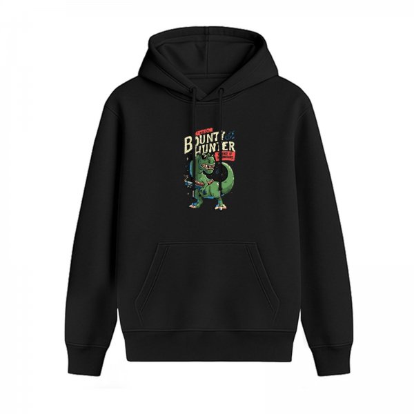Black hoodie with T-Rex Bounty Hunter graphic print