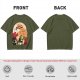 Olive anime graphic t-shirt with straw hat and sunflowers