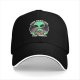 Black baseball cap with alien eating pizza 'Just Here For The Pizza' print