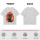 Olive T-Shirt With Cute Black Cat Thumbs Up On Flames Graphic