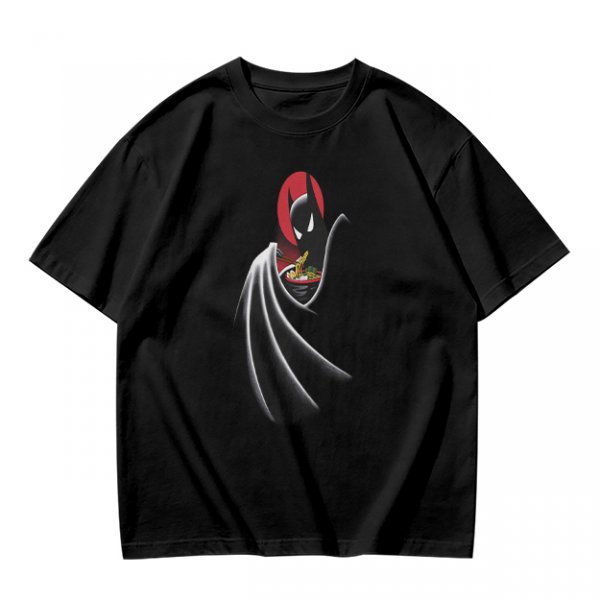 Olive Green T-Shirt With Batman Eating Ramen Graphic