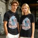Olive T-Shirt with Whimsical Fantasy Character and Floral Art Print