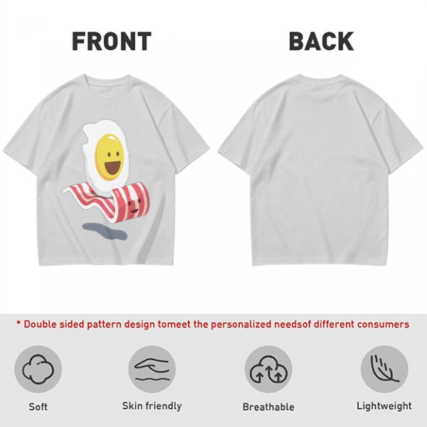 Olive T-Shirt With Happy Fried Egg And Bacon Graphic Print