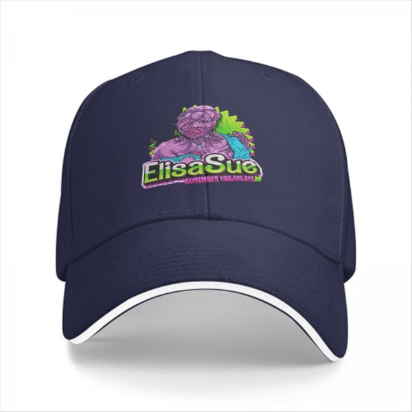 Black baseball cap with Elisa Sue graphic and text print