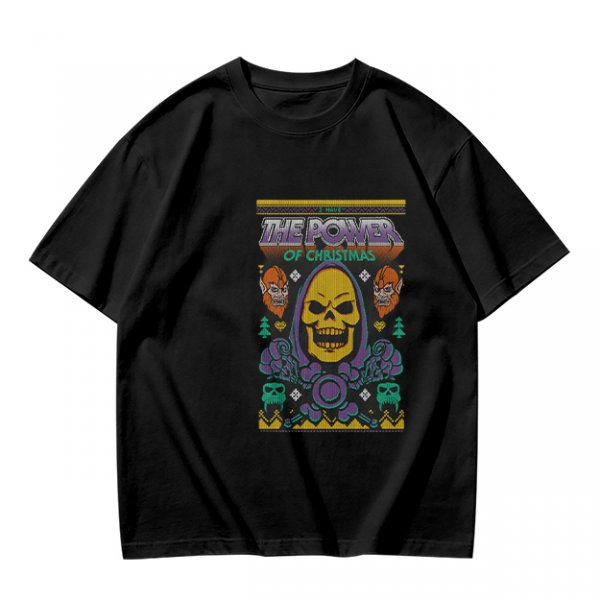 Olive T-Shirt With Skeletor The Power Of Christmas Graphic Print