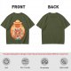 Olive T-Shirt Featuring Anime Character With Straw Hat Back View
