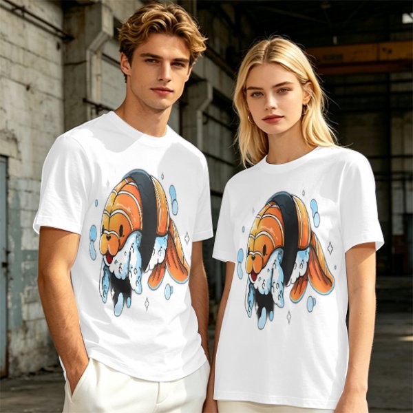 Olive T-Shirt With Cute Clownfish Sushi Graphic Print