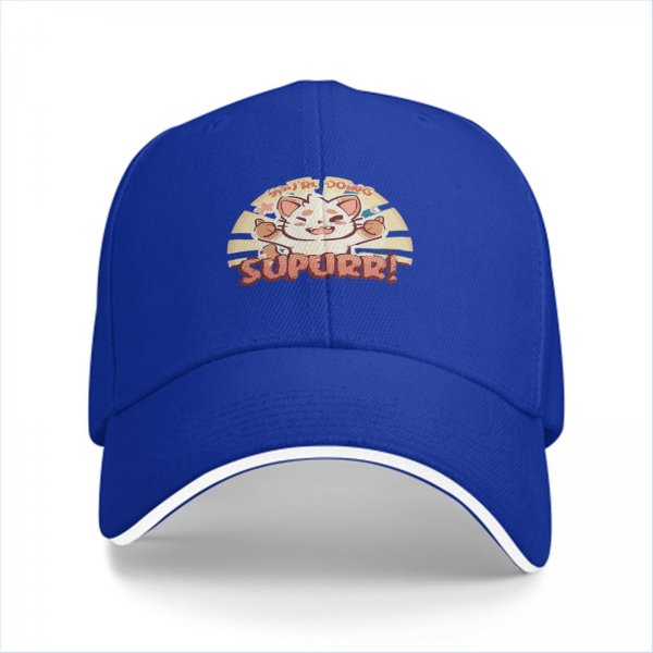 Black Baseball Cap With Cute Cat 'You're Doing Supurr!' Print