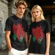 Olive T-Shirt With Fierce Armored Beast Head Graphic