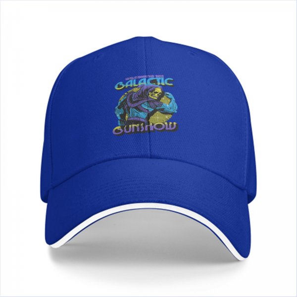 Black baseball cap with Galactic Gunshow skeleton graphic print