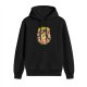 Black hoodie with retro space-themed graphic print