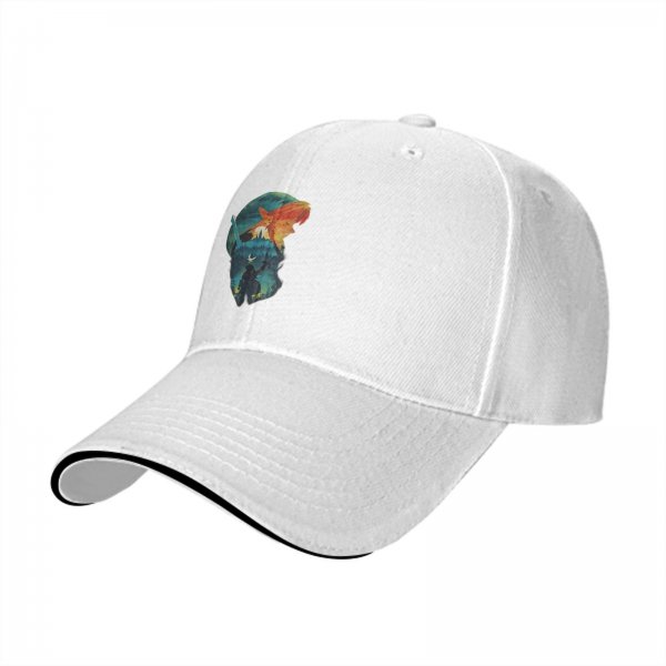 Black baseball cap with fantasy warrior silhouette graphic