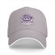 Black baseball cap with purple wizard cat and dice graphic