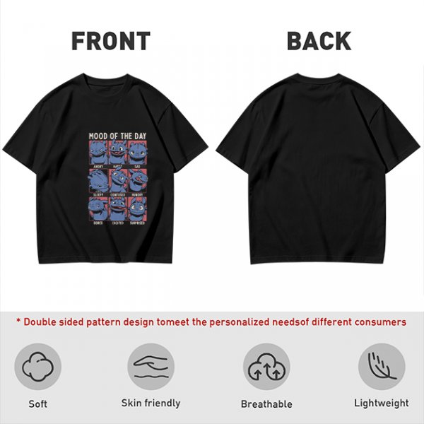 Olive T-Shirt With Mood Of The Day Blue Dragon Character Grid Print