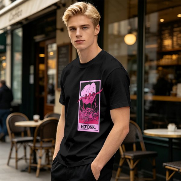 Olive T-Shirt With Tarot Card Style Goose Print HJÖNK