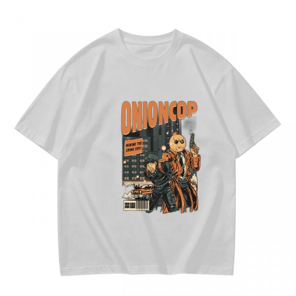 Onion Cop Graphic Tee with Retro Comic Style Artwork