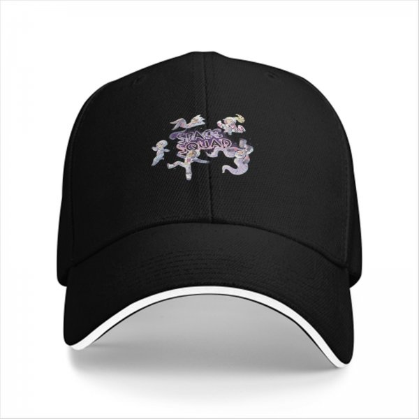 Black Baseball Cap With Space Squad Astronaut Graphic Design