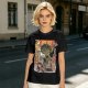 Olive T-shirt with Giant Broccoli Monster Attacking City Art
