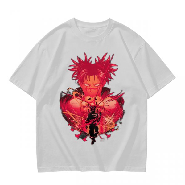 Olive Anime Graphic T-Shirt With Spiky Red Haired Character Art
