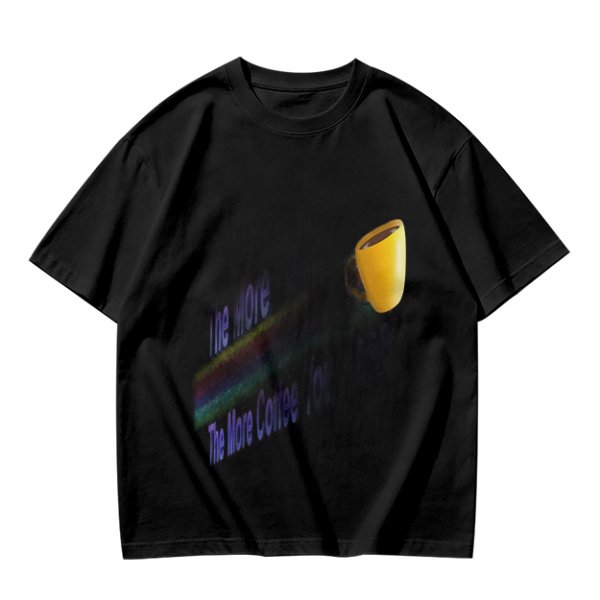 Olive Graphic T-Shirt With Coffee Mug And Rainbow Design