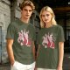 Olive T-Shirt With Krampus And Santa Graphic Print