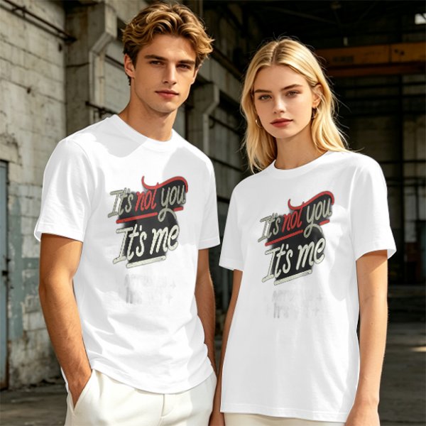 Olive green graphic t-shirt with 'It's not you It's me' print