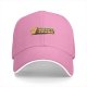 Black baseball cap with 'Here I Crumb' bread graphic print