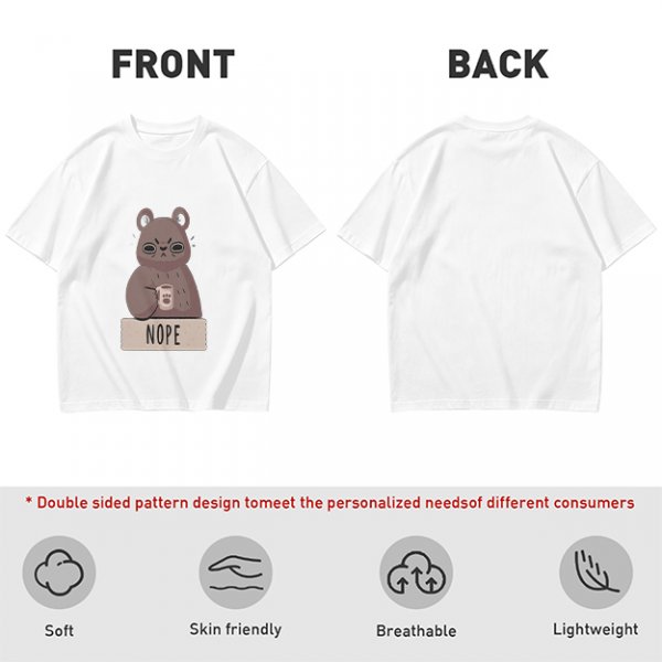 Olive T-Shirt With Grumpy Bear Holding Coffee Mug And 'NOPE' Print