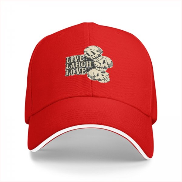 Black Baseball Cap With Live Laugh Love Skull Graphic