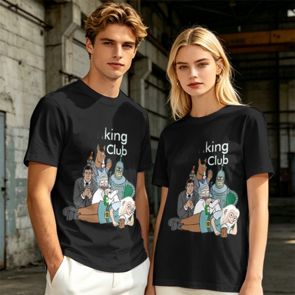 Olive T-Shirt Featuring 'king Club' and Animated Characters Print