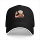 Black baseball cap with anime silhouette graphic of two characters