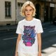 Olive T-Shirt With Neon Blue Dragon Holding Ramen Chopsticks Art