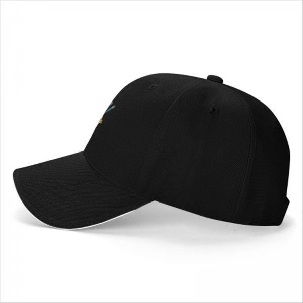 Black Baseball Cap With Playful Ramen Bowl Graphic Design
