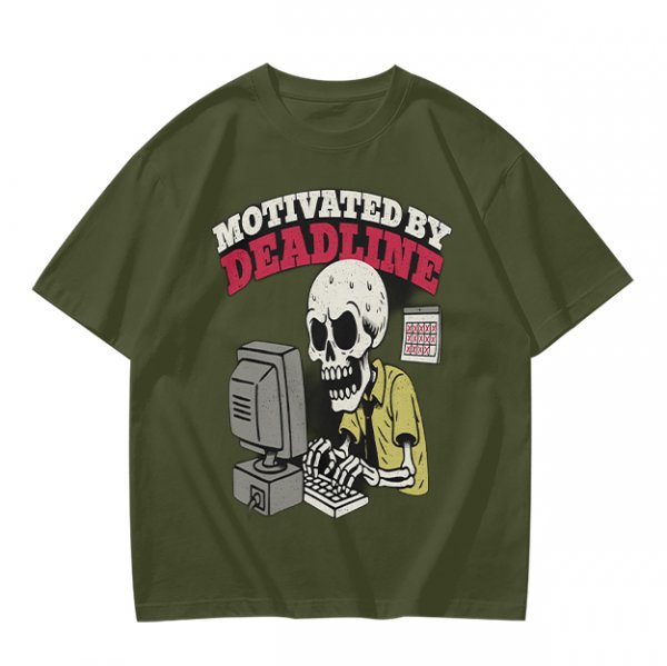 Motivated by Deadline Skeleton Working at Computer T-Shirt