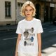 Olive green graphic tee with coffee cup illustrations and playful coffee text