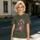 Olive T-Shirt With Raccoon In Santa Hat Holding Mug Print