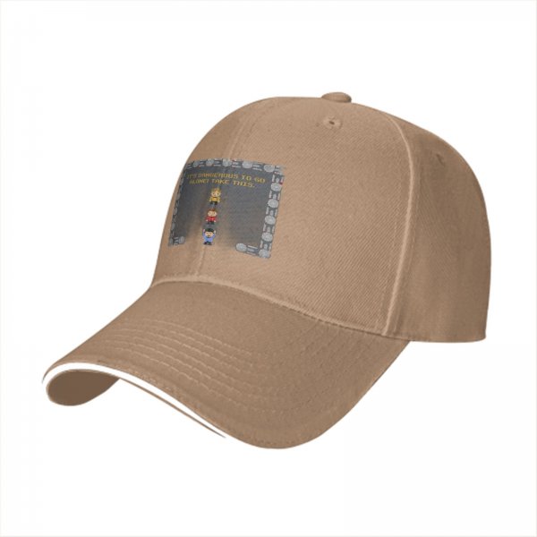 Black baseball cap with Zelda 'It's dangerous to go alone' pixel art design