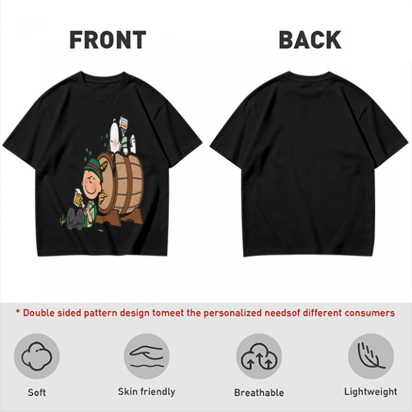 Olive T-Shirt with Charlie Brown and Snoopy at Oktoberfest Beer Barrel