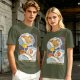 Olive graphic t-shirt with sleeping person and 'Achieve Your Dreams' text