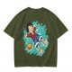 Olive anime t-shirt with Luffy relaxing in water print