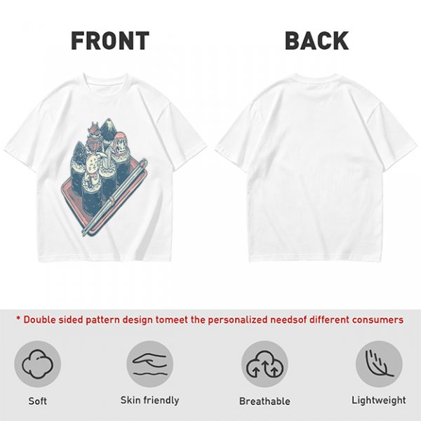 Olive T-Shirt With Sushi Themed Character Art Print