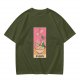 Olive T-Shirt With Ramen Tarot Card Style Graphic Print