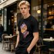 Olive T-Shirt With Scared Viking Cat Graphic Print