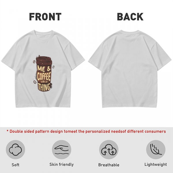 Olive Green Graphic T-Shirt with Me & Coffee We're a Thing Print
