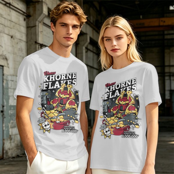 Khorne Flakes Chaos Cereal Themed Graphic T-Shirt